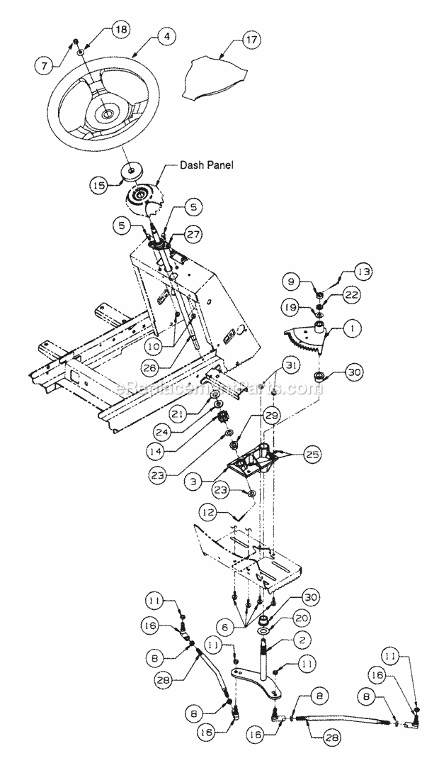 Steering (Mfg Date 10-12-03 & Prior) Diagram and Parts List for 2166 13A-214G100, 13A-254G100 Cub Cadet Lawn Tractor